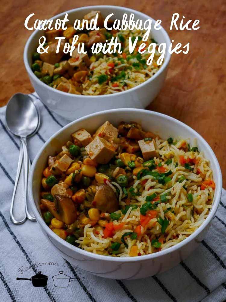 Carrot and Cabbage Rice & Tofu with Veggies