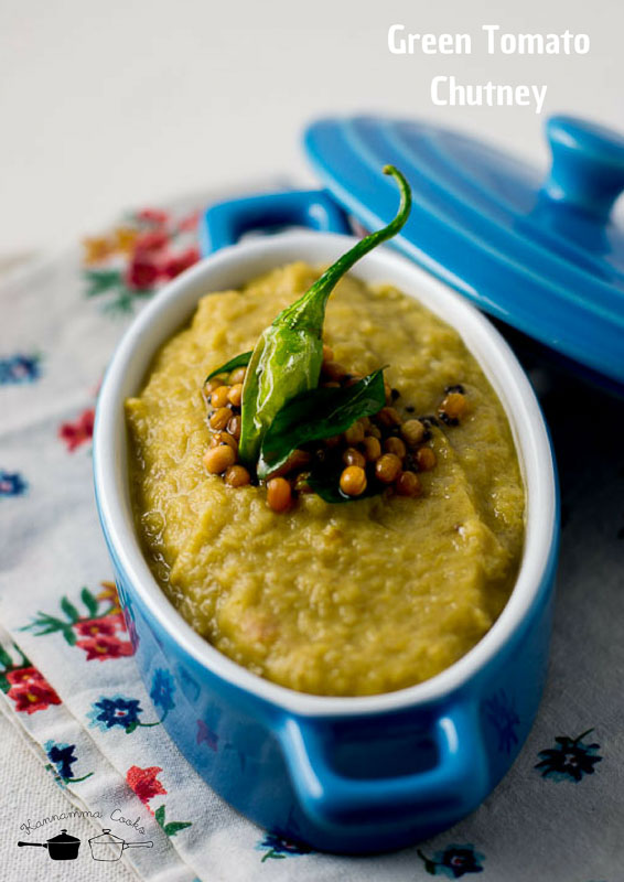Green Tomato Chutney Recipe , Thakkali Kai Chutney Recipe