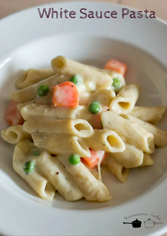 Pasta with White Sauce Recipe with Vegetables - Indian Style