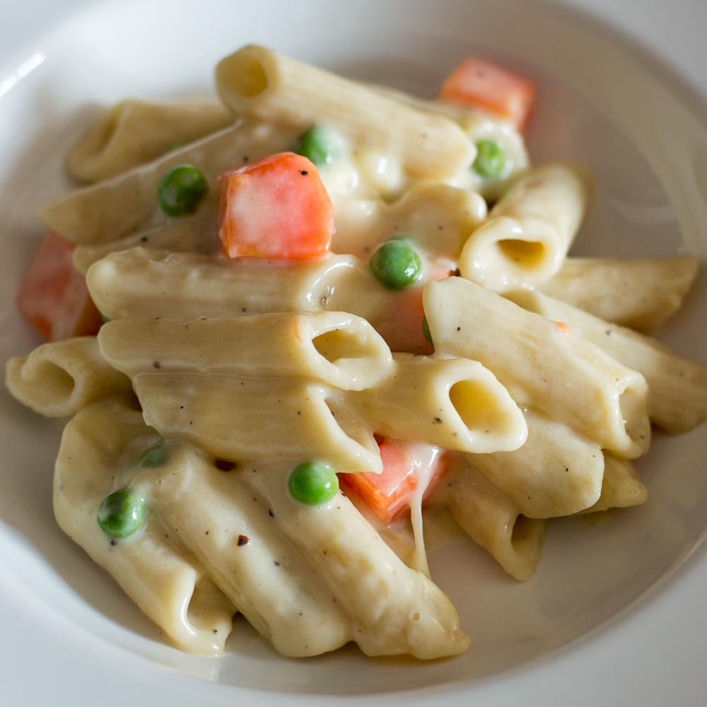 Pasta with White Sauce Recipe with Vegetables - Indian Style
