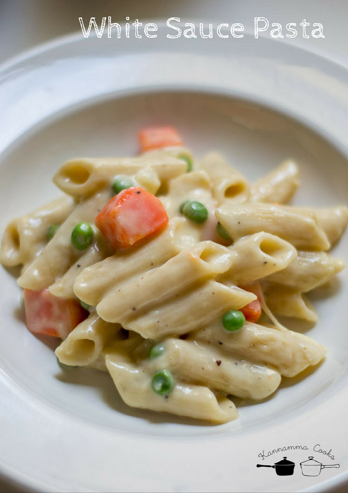 Pasta with White Sauce Recipe with Vegetables - Indian Style